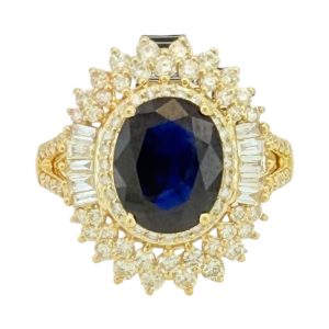 Rings Women DIA-1.02CT S-3.30CT 14 KT Sapphire and diamonds Size 6 3/4