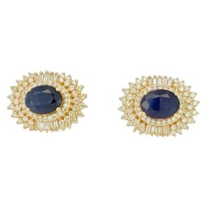 Earrings DIA-1.10CT S-2.80CT 14 KT Sapphire and diamonds