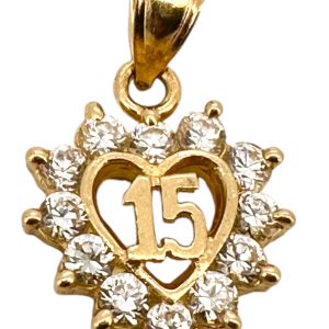 Pendants heart 14 KT zicornia Weight 2.8GM