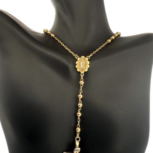 Rosary crucifix necklace 10k Hollow Size 22'' Weight 14.4gm