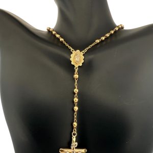 Rosary crucifix necklace 10k Hollow Size 20'' Weight 12gm