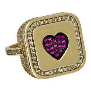 Rings Women heart 14 KT zicornia Size size 7 Weight 4.2gm