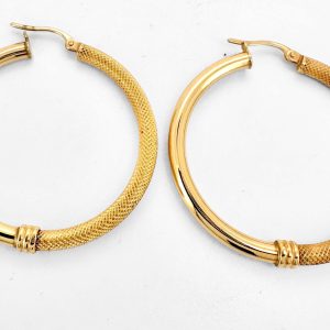 Earrings Hoops 14 KT Hollow Weight 3.5gm