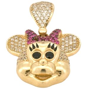 Pendants Minnie mouse 14 KT zicornia Weight 4.1gm