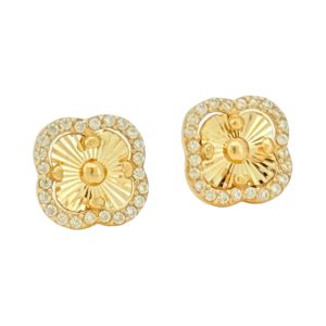 Earrings Golden flower 14 KT zicornia Weight 2.6gm