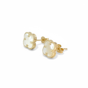 Earrings White flower 10k Hollow Weight