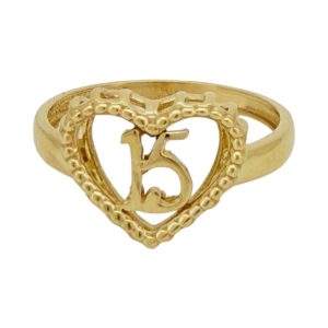Rings Women heart 14 KT Hollow Size 7 Weight 1.8gm