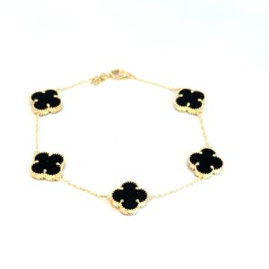 Bracelet Black flower 10k Hollow Size 7 Weight