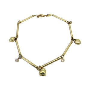 Bracelets heart 14 KT Hollow Size 7'' Weight 3.8gm