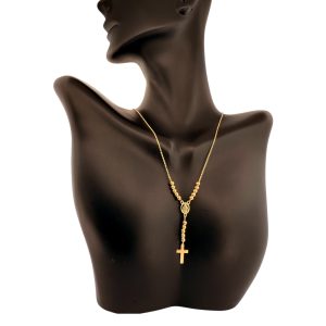 Rosary crucifix necklace Rosary 10k Hollow Size 16'' Weight 3.2gm