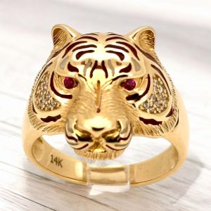 Rings Men tigere 14 KT zicornia Size size 11 Weight