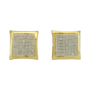 10K Gold 0.28 ctw Diamond Pavé Square Cushion Stud Earrings