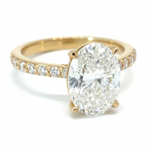 14K Gold 2.96 ct Oval Lab-Grown Diamond Engagement Ring – IGI Certified, D VS1