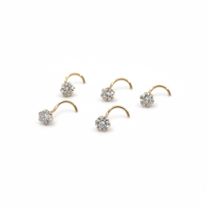 14K Gold Flower Cluster Nose Screw with Cubic Zirconia