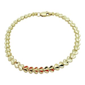 10K Gold Diamond-Cut Heart Link Bracelet – 7.5 in – 5.5 g