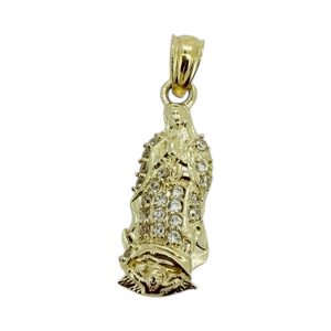10K Gold CZ Our Lady of Guadalupe Pendant – Small