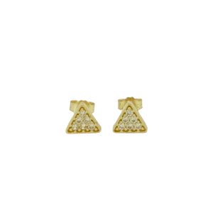 10K Gold CZ Triangle Stud Earrings