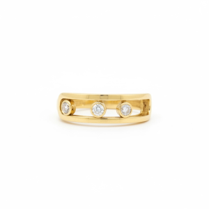 10K Gold Dainty Double Band Ring with Open Oval & Cubic Zirconia – Size 8