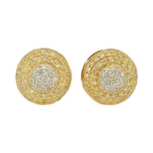 14K Gold 0.32 ctw Round Diamond Halo Cluster Stud Earrings