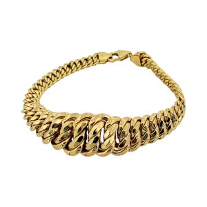 14K Gold Graduated Cuban Link Princess Bracelet – 7.75 in