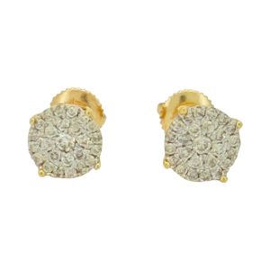 14K Gold 0.47 ctw Round Diamond Cluster Stud Earrings