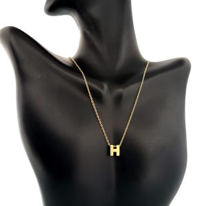 14K Gold Initial Letter H Necklace – 16 in