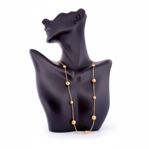 10K Gold Bead Station Necklace – 18 in