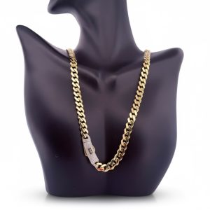 Monaco Chain 10K Gold Cuban Link Chain – Iced Box Clasp – 24 in, 6.4 mm – 17.3 g