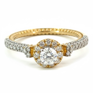 14K Gold 0.75 ctw Round Diamond Halo Engagement Ring – Size 7.25