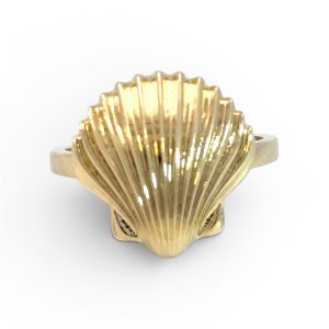 10K Gold Seashell Ring – Scallop Shell – Size 8.25
