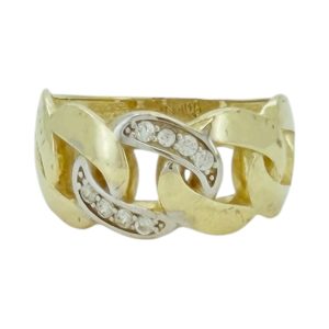 10K Gold Women's Cuban Link Ring with CZ – Size 7.5