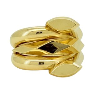 10K Gold Wide Coiled Marquise Band Ring – Size 7