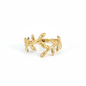 10K Gold Olive Leaf Branch Wrap Ring – Size 7.75