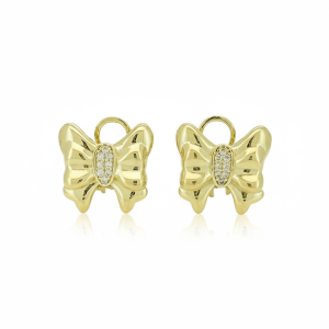 10K Gold Butterfly Earrings with CZ