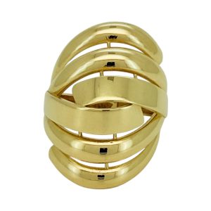 10K Gold Wide Multi-Band Swirl Ring – Size 7.5