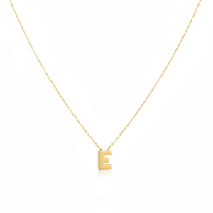 10K Gold Initial Letter E Necklace – 18 in