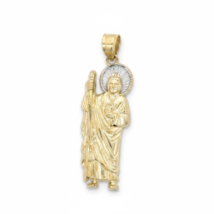 10K Two-Tone Gold San Judas Tadeo Saint Jude Pendant