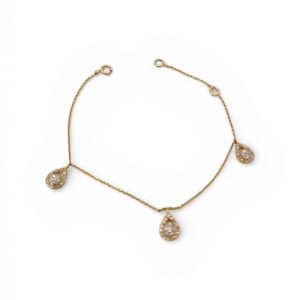 14K Gold 0.42 ctw Diamond Teardrop Station Bracelet – 7 in