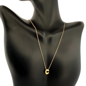 14K Gold Initial Letter C Necklace – 18 in
