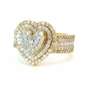 14K Gold 1.10 ctw Diamond Heart Halo Ring – Size 7.5