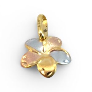 10K Tri-Color Gold Flower Pendant – Small