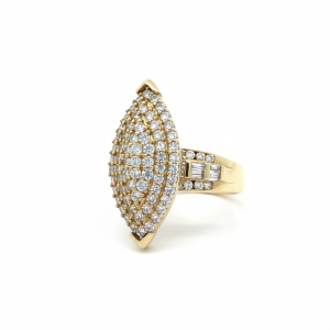 10K Gold Marquise-Shape CZ Cluster Cocktail Ring – Size 6.75