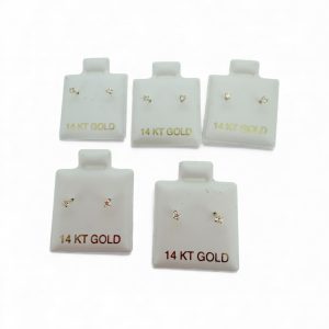 14K Gold Tiny Cubic Zirconia Stud Earrings for Babies & Girls