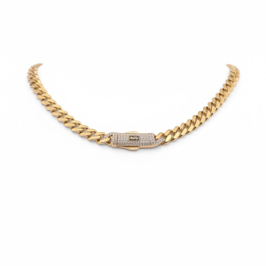 14K Gold Hollow Monaco Cuban Chain – Iced Box Clasp – 24 in, 4.9 mm – 14.8 g