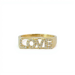 10K Gold "LOVE" Ring with Cubic Zirconia – Size 7.5