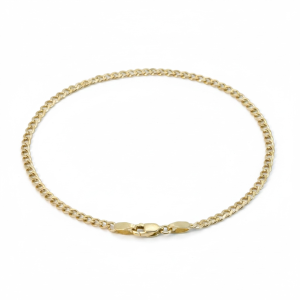 14K Solid Gold Double-Cut Curb Anklet (Doble Filo) – 10 in, 2 mm