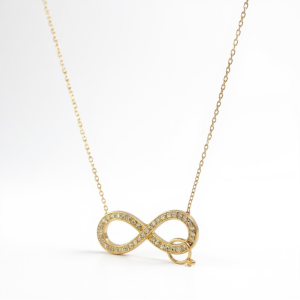 10K Gold Infinity Heart Necklace with Cubic Zirconia – 16 in
