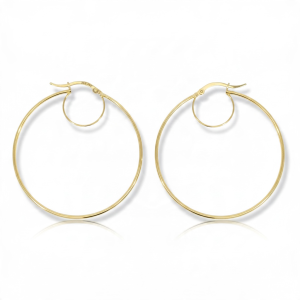 14K Gold Large Thin Hollow Hoop Earrings – 2" (50 mm)