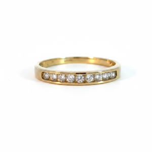 10K Gold Men's Wedding Band with Channel-Set Cubic Zirconia – Size 10.25