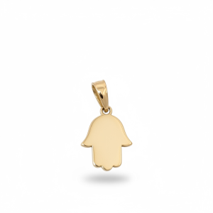 10K Gold Dainty Hamsa Hand Pendant – Satin Finish